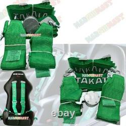 TAKATA 4 Point Snap-On 3 With Camlock Racing Seat Belt Harness Universal Green