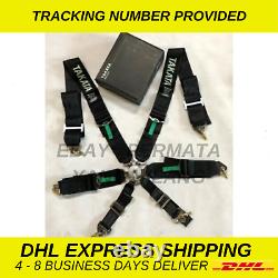 TAKATA BLACK 6 Point Snap-On 3 With Camlock Racing Seat Belt Harness Universal
