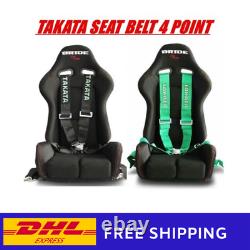 TAKATA BLACK GREEN 4 Point Snap-On 3 Camlock Racing Seat Belt Harness Universal