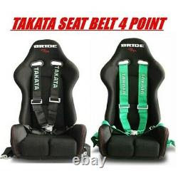TAKATA BLACK GREEN 4 Point Snap-On 3 Camlock Racing Seat Belt Harness Universal