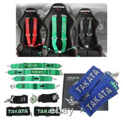 TAKATA Blue Racing Seat Belt Harness 4 Point 3 Snap On Camlock Universal