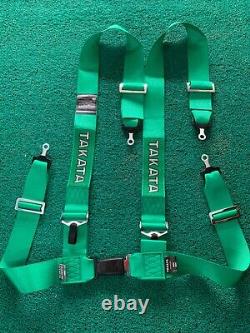 TAKATA Drift III Green 3Shoulder 2 Lap Belt Harness For RECARO BRIDE SEATS SR3