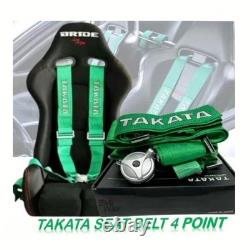 TAKATA Green 4 Point Snap-On 3 With Camlock Racing Seat Belt Harness UNIVERSAL
