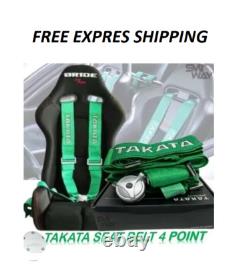 TAKATA Green 4 Point Snap-On 3 With Camlock Racing Seat Belt Harness UNIVERSAL
