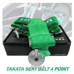 TAKATA Green 4 Point Snap-On 3 With Camlock Racing Seat Belt Harness UNIVERSAL