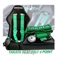 TAKATA Green 4 Point Snap-On 3 With Camlock Racing Seat Belt Harness UNIVERSAL