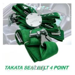 TAKATA Green 4 Point Snap-On 3 With Camlock Racing Seat Belt Harness UNIVERSAL