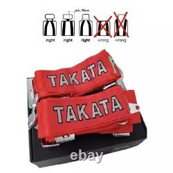 TAKATA Red Racing Seat Belt Harness 4 Point 3 Snap On Camlock Universal