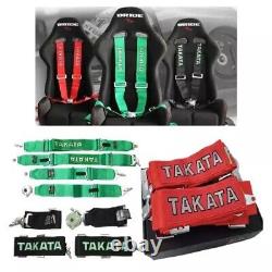 TAKATA Red Racing Seat Belt Harness 4 Point 3 Snap On Camlock Universal