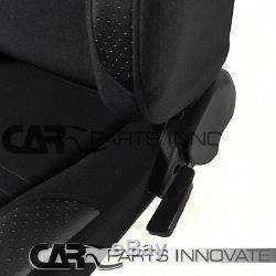 T-R Type Black Cloth PVC Reclinable Racing Bucket Seats Pair withRed Belt Harness