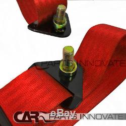 T-R Type Black Cloth PVC Reclinable Racing Bucket Seats Pair withRed Belt Harness