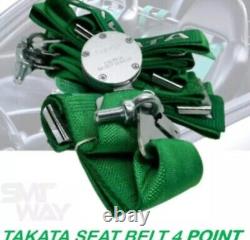 Takata 4 Point Snap-On 3 Green Racing Seat Belt Harness Camlock
