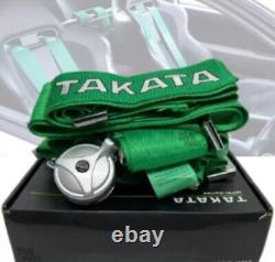 Takata 4 Point Snap-On 3 Green Racing Seat Belt Harness Camlock
