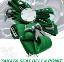 Takata 4 Point Snap-On 3 Racing Seat Belt Harness Camlock Green + Express