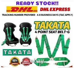 Takata 4 Point Snap-On 3 With Camlock Racing Seat Belt Green Harness Universal