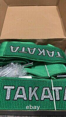 Takata 4 Point Snap-On 3 with Camlock Racing Seat Belt Harness Green Universal