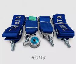 Takata 4 Points Snap-On 3 Seat Belt Harness Universal Racing Blue Camlock + DHL