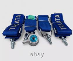 Takata 4 Points Snap-On 3 Seat Belt Harness Universal Racing Blue Camlock + DHL