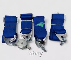 Takata 4 Points Snap-On 3 Seat Belt Harness Universal Racing Blue Camlock + DHL