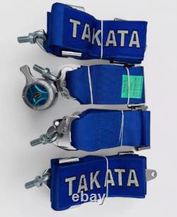 Takata 4 Points Snap-On 3 Seat Belt Harness Universal Racing Blue Camlock + DHL