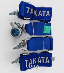 Takata 4 Points Snap-On 3 Seat Belt Harness Universal Racing Blue Camlock + DHL Takata 4 Points Snap-On 3 Seat Belt Harness Universal Racing Blue Camlock + DHL