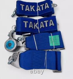 Takata 4 Points Snap-On 3 Seat Belt Harness Universal Racing Blue Camlock + DHL