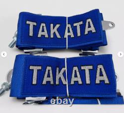 Takata 4 Points Snap-On 3 Seat Belt Harness Universal Racing Blue Camlock + DHL