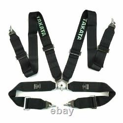 Takata BLACK 4 Point Snap-On 3 With Camlock Racing Seat Belt Harness Universal