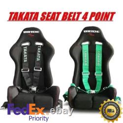 Takata Black 4 Point Race Snap-On 3 Racing Seat Belt Harness with Camlock fast