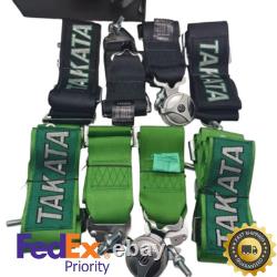 Takata Black 4 Point Race Snap-On 3 Racing Seat Belt Harness with Camlock fast
