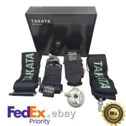 Takata Black 4 Point Race Snap-On 3 Racing Seat Belt Harness with Camlock fast