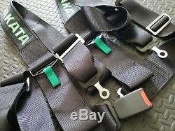 Takata DRIFT III 4 Point Snap-On 3 Racing Seat Belt Harness (Black)