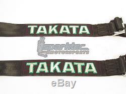 Takata Drift II Bolt-On Seat Belt Safety Harness Black 2 Shoulder/Lap 4-Point