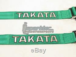 Takata Drift II Bolt-On Seat Belt Safety Harness Green 2 Shoulder/Lap 4-Point