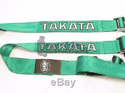 Takata Drift II Snap-On Seat Belt Safety Harness Green 2 Shoulder/Lap 4-Point