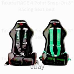 Takata RACE 4 Point Snap-On 3 Racing Seat Belt Harness Camlock Black Colour DHL