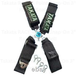 Takata RACE 4 Point Snap-On 3 Racing Seat Belt Harness Camlock Black Colour DHL