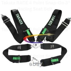 Takata RACE 4 Point Snap-On 3 Racing Seat Belt Harness Camlock Black Colour DHL
