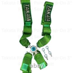 Takata RACE 4 Point Snap-On 3 Racing Seat Belt Harness Camlock Black Colour DHL