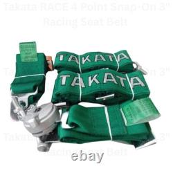 Takata RACE 4 Point Snap-On 3 Racing Seat Belt Harness Camlock Black Colour DHL