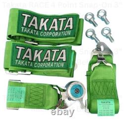 Takata RACE 4 Point Snap-On 3 Racing Seat Belt Harness Camlock Black Colour DHL
