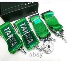 Takata RACE 4 Point Snap-On 3 Racing Seat Belt Harness Camlock Universal Green