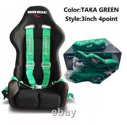 Takata RACE 4 Point Snap-On 3 Racing Seat Belt Harness Camlock Universal Green