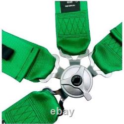 Takata RACE 4 Point Snap-On 3 Racing Seat Belt Harness Camlock Universal Green