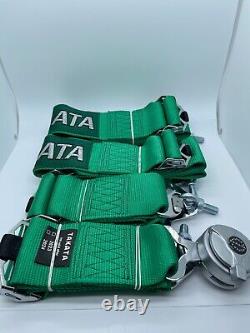 Takata RACE 4 Point Snap-On 3 Racing Seat Belt Harness with Camlock (Green)