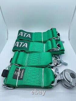 Takata RACE 4 Point Snap-On 3 Racing Seat Belt Harness with Camlock Green color