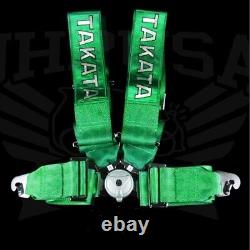 Takata RACE 6 Point Snap-On 3 Racing Seat Belt Harness with Camlock GREEN