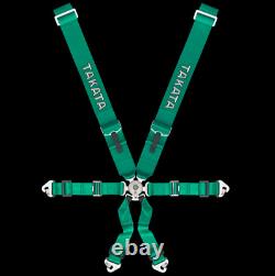 Takata RACE 6 Point Snap-On 3 Racing Seat Belt Harness with Camlock Green color