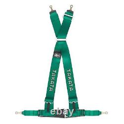 Takata Race 4-Point Street Harness Asm 3 JDM Seat Belt Green Bolt On