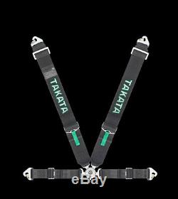 Takata Race Series Seat Belt Safety Harness RACE 4 SNAP (4PT SNAP-ON) Black